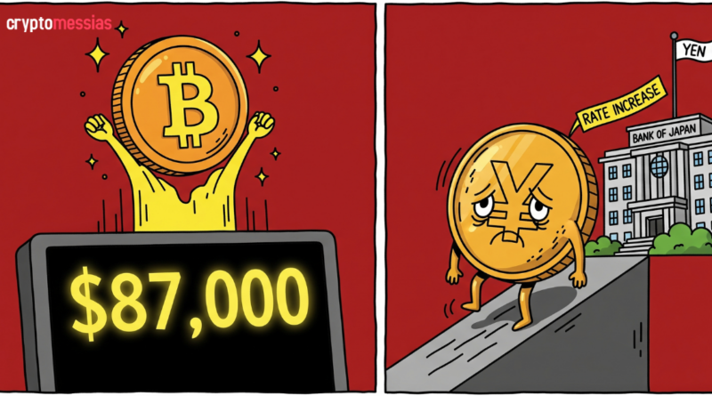 Bitcoin jumps above $87,000, yen slides as Bank of Japan hikes interest rates